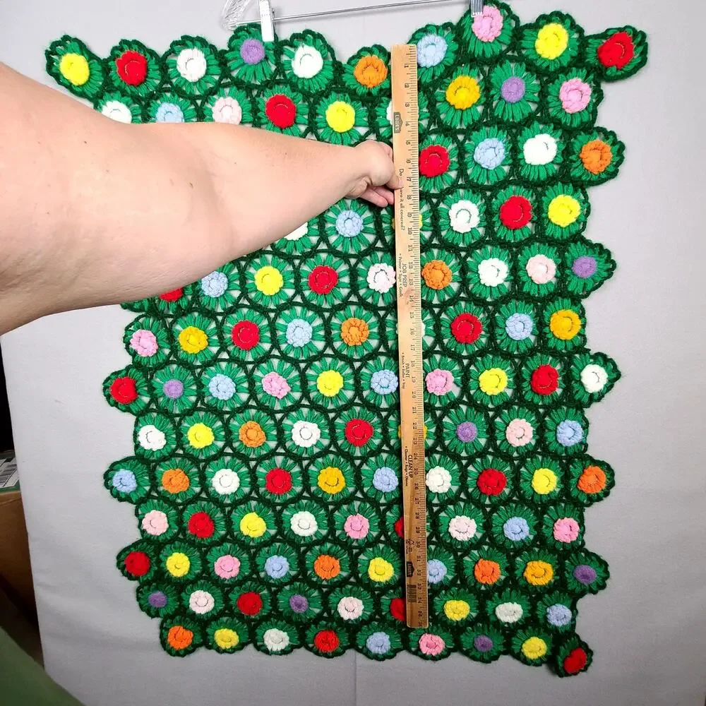 VTG 70s Handmade Crochet Daisy Granny Afghan Throw Cover Multicolor Cottagecore